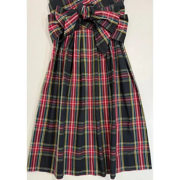 NWT J.Crew Stewart Tartan Plaid V-Neck Wrap Dress Black Sz 4 Fit & Flare Holiday - Picture 7 of 10